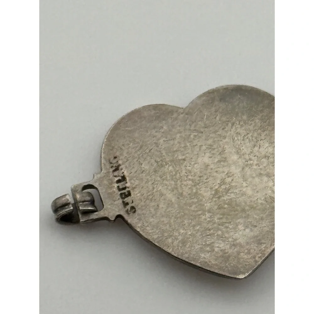 Vintage Sterling Silver‎ Enamel Rose Flower Heart Link Piece For Parts Repair